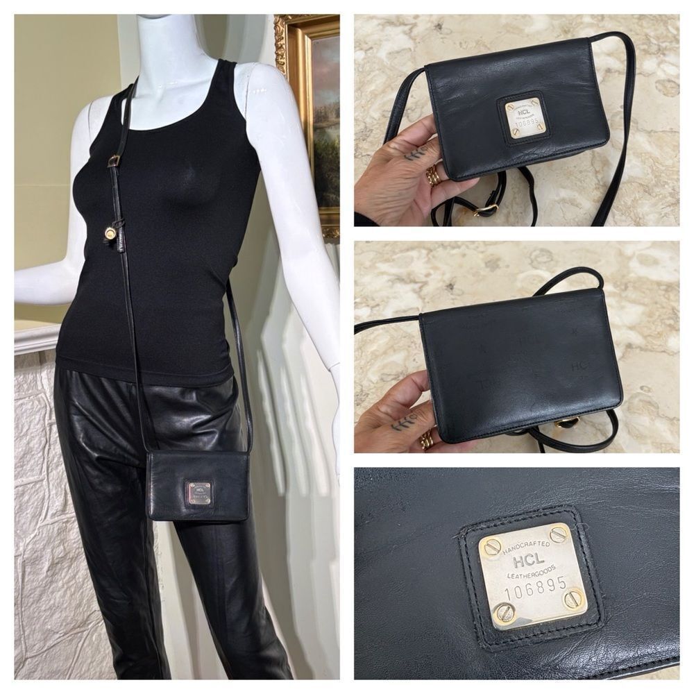 HCL Handcrafted Leatherworks Made in Germany Monogrammed Leather Crossbody Bag